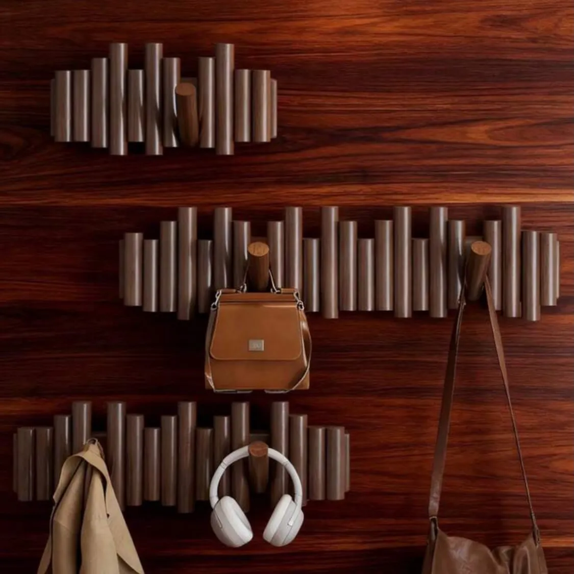 Wooden Wall-Mounted Organizer Rack