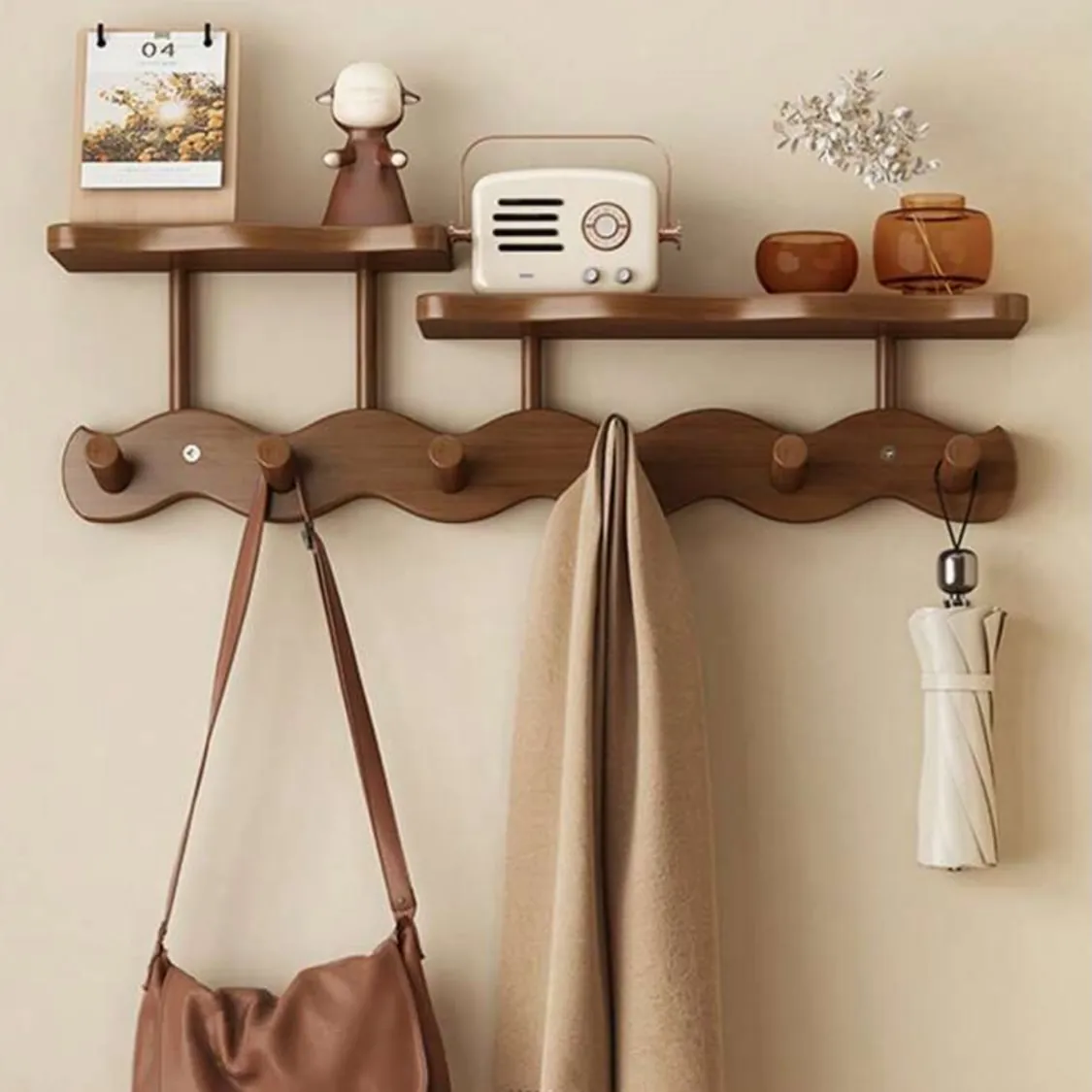 Wooden Wall-Mounted Organizer Rack