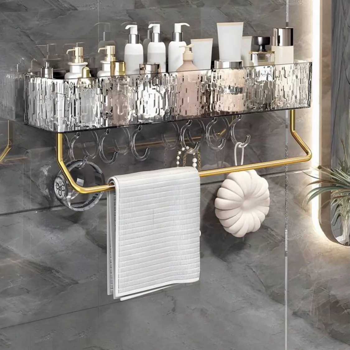 Bathroom Shelf with Towel Ring