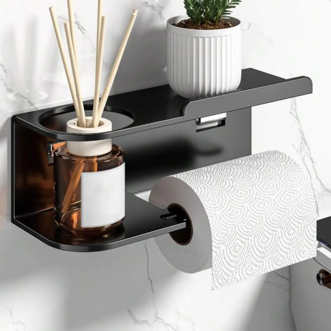Bathroom Shelf with Towel Ring