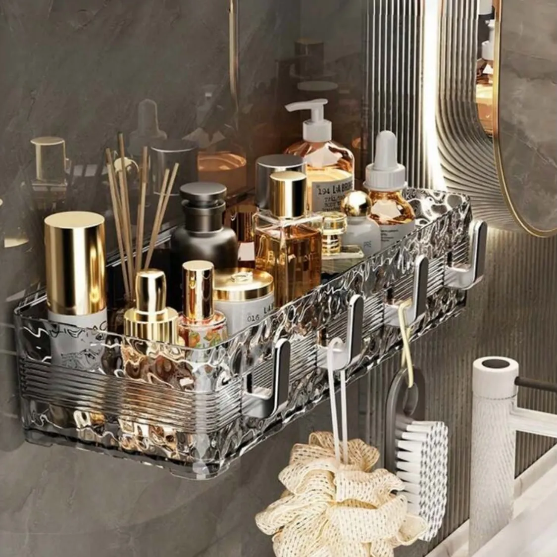 Bathroom Shelf with Towel Ring
