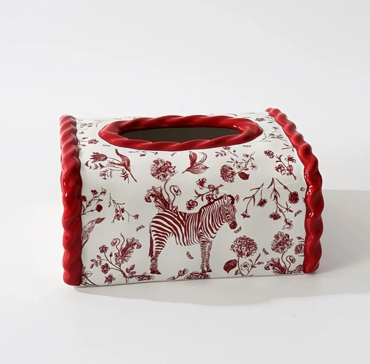 Luxury Lace Tissue Box Cover with Pearl Handle