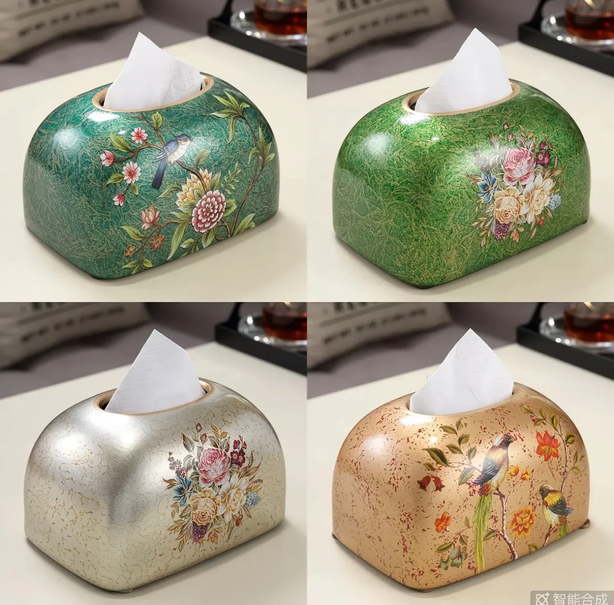 Luxury Lace Tissue Box Cover with Pearl Handle