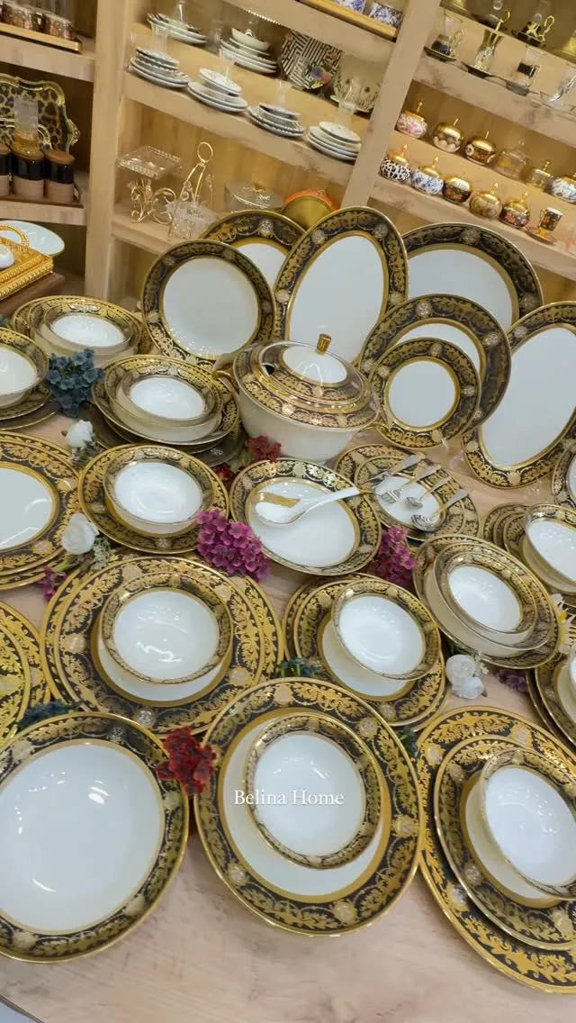 Luxury Gold and Navy Dinnerware Set