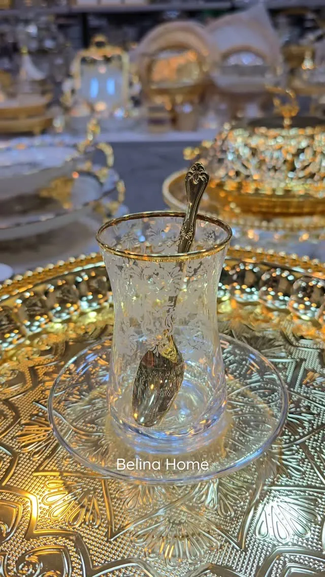 Luxury Glass Tea Cup with Saucer and Spoon