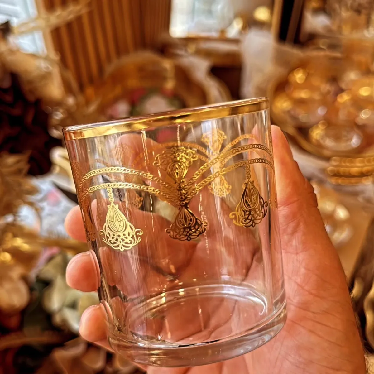 Glass Jar with Gold Decorations