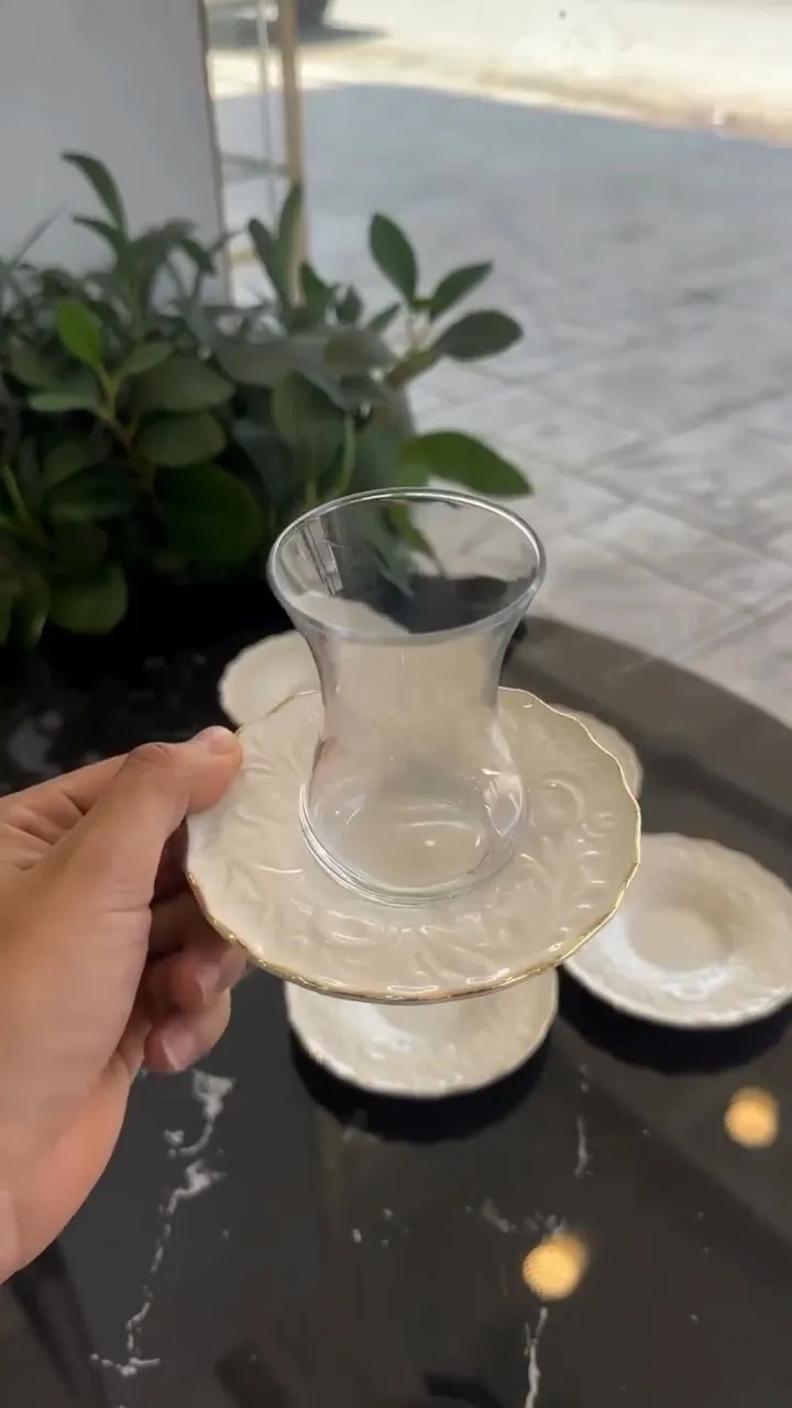 Glass Tea Cup with Saucer Set