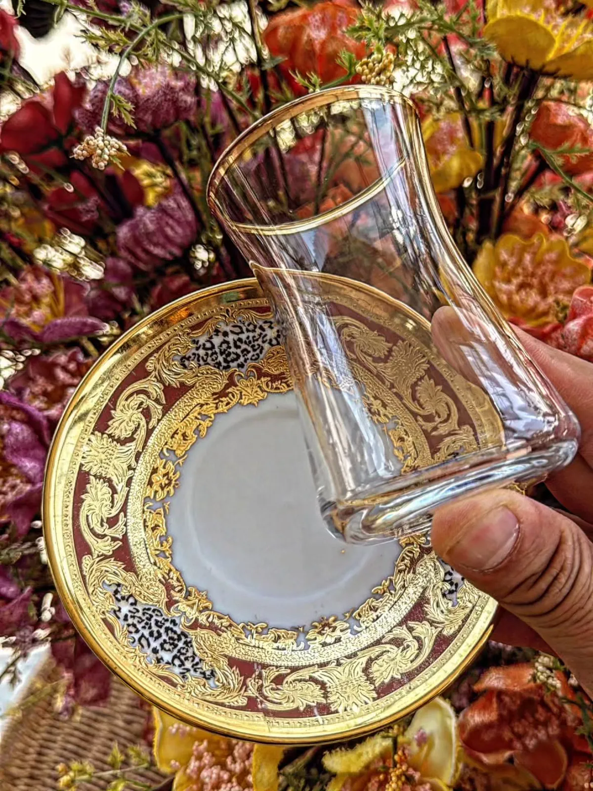 Tea Glass with Matching Saucer