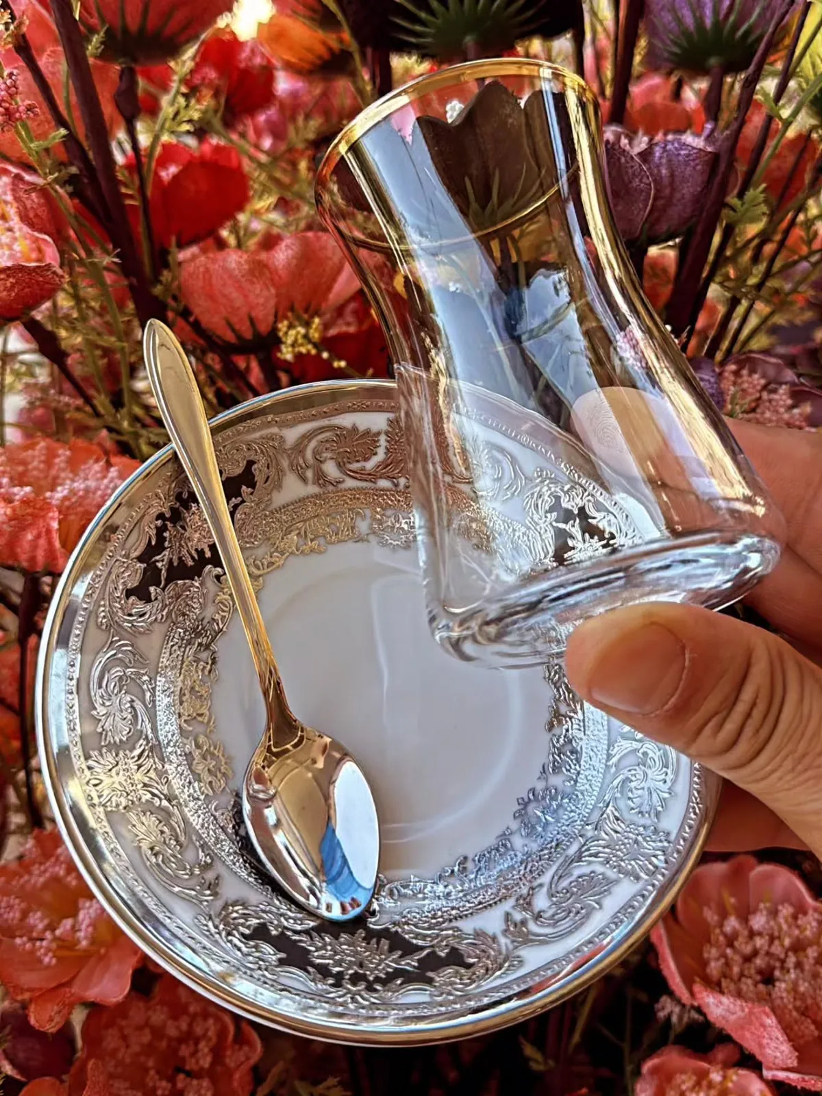Tea Glass with Matching Saucer