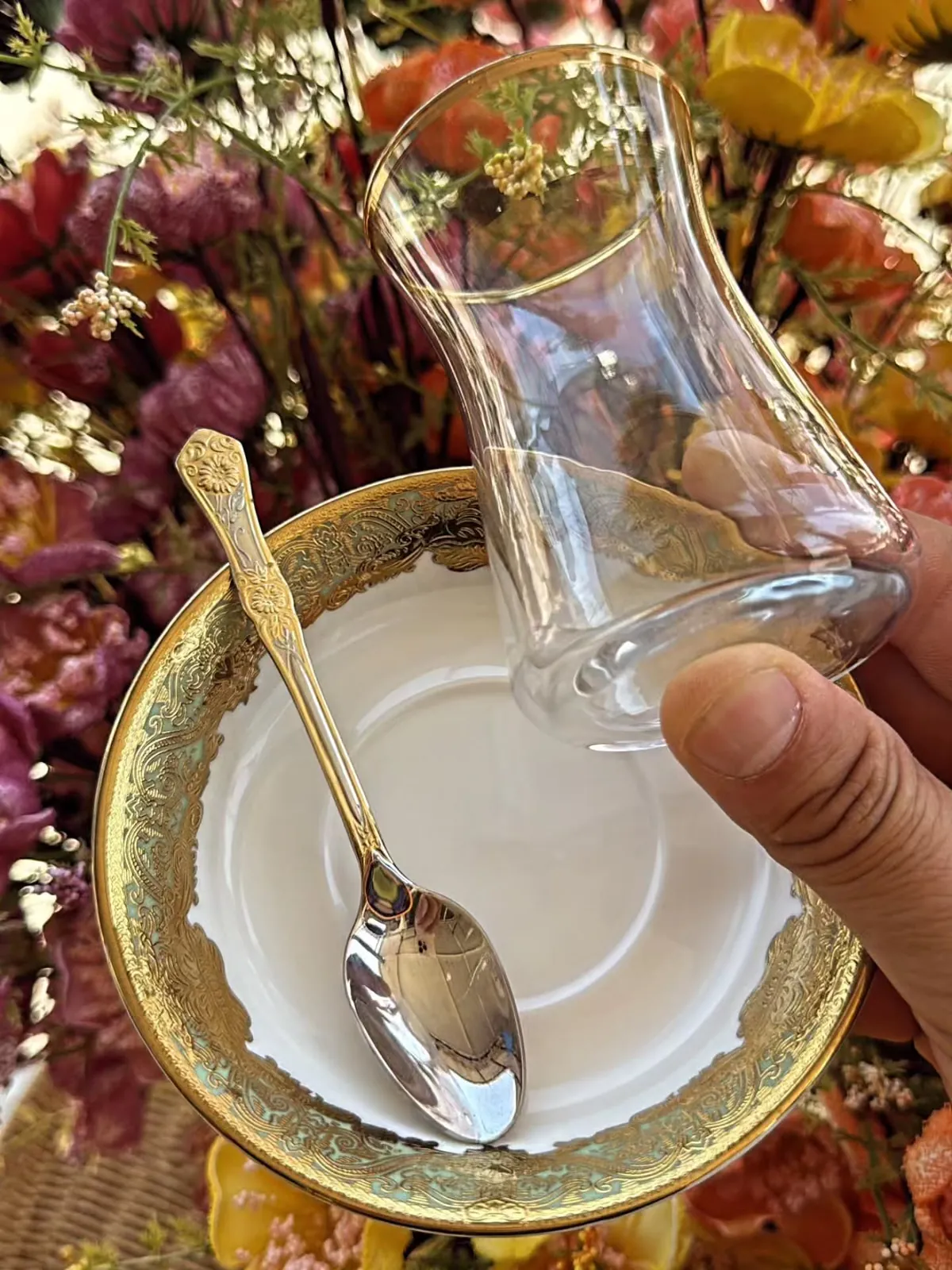 Tea Glass with Matching Saucer
