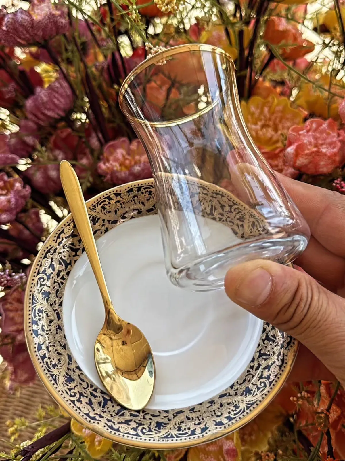 Tea Glass with Matching Saucer