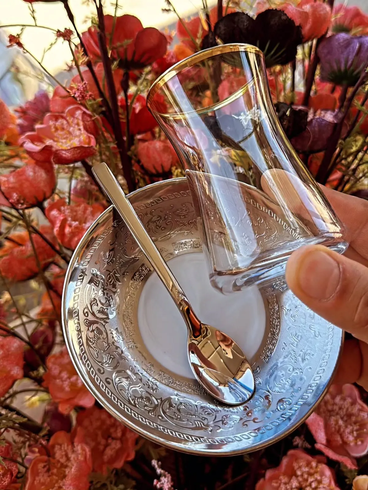 Tea Glass with Matching Saucer