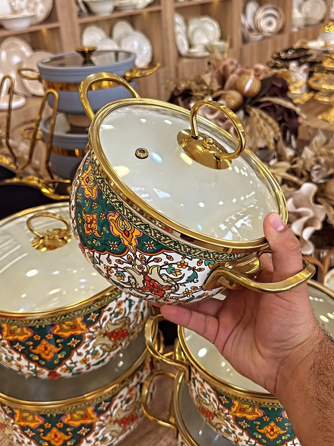 Decorative Cooking Pot with Glass Lid