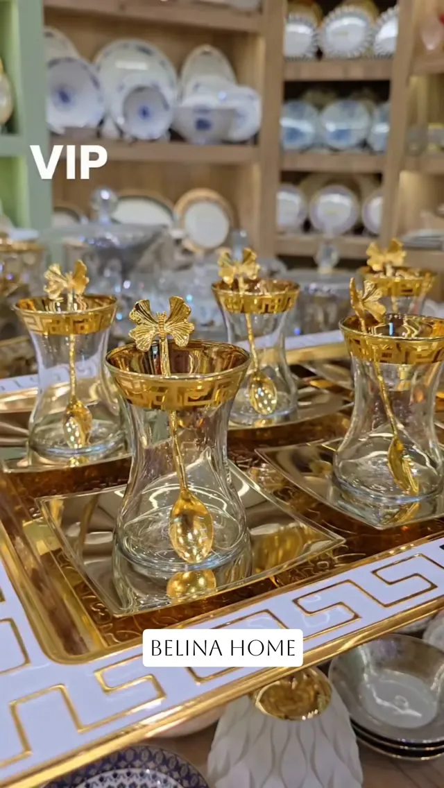 VIP Gold Trimmed Tea Glass Set