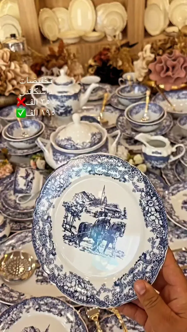 Blue and White Porcelain Dinnerware Set