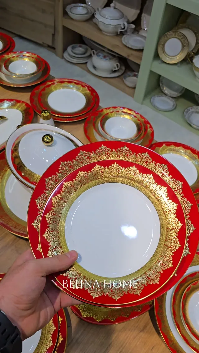 Red and Gold Luxury Dinnerware Set