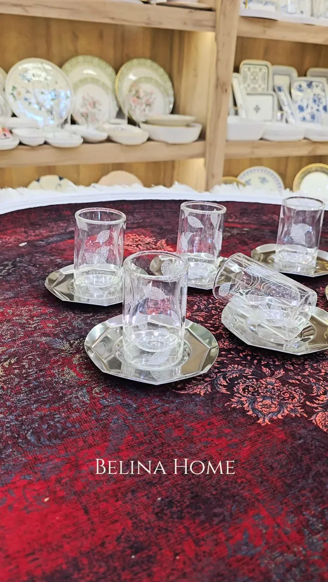 Glass Tea Cup Set with Saucers