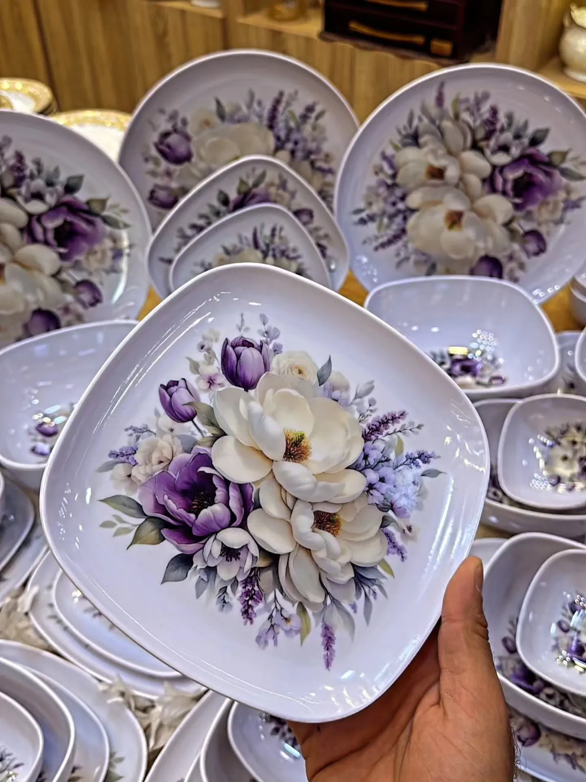 Floral Plastic Dinnerware Set