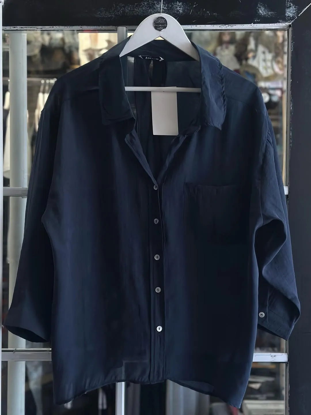 New Dark Blue Button-Up Shirt