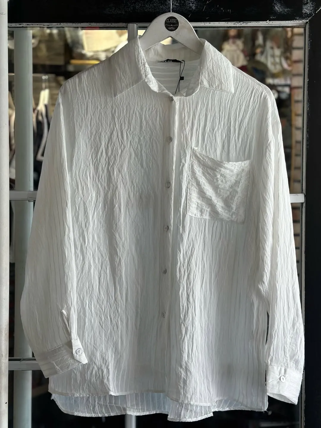 Black Pleated Long Sleeve Shirt