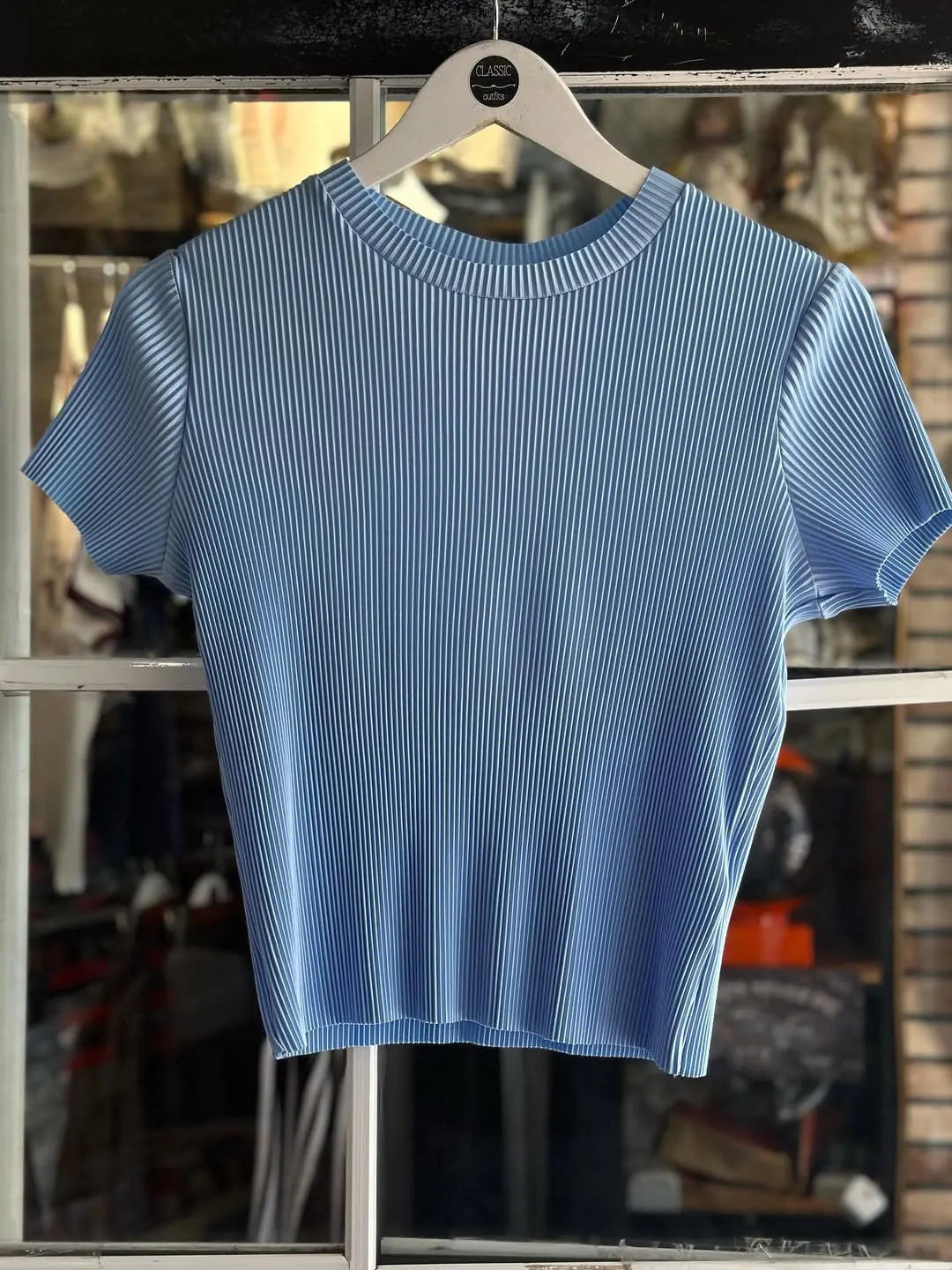 Black Pleated Short Sleeve Top