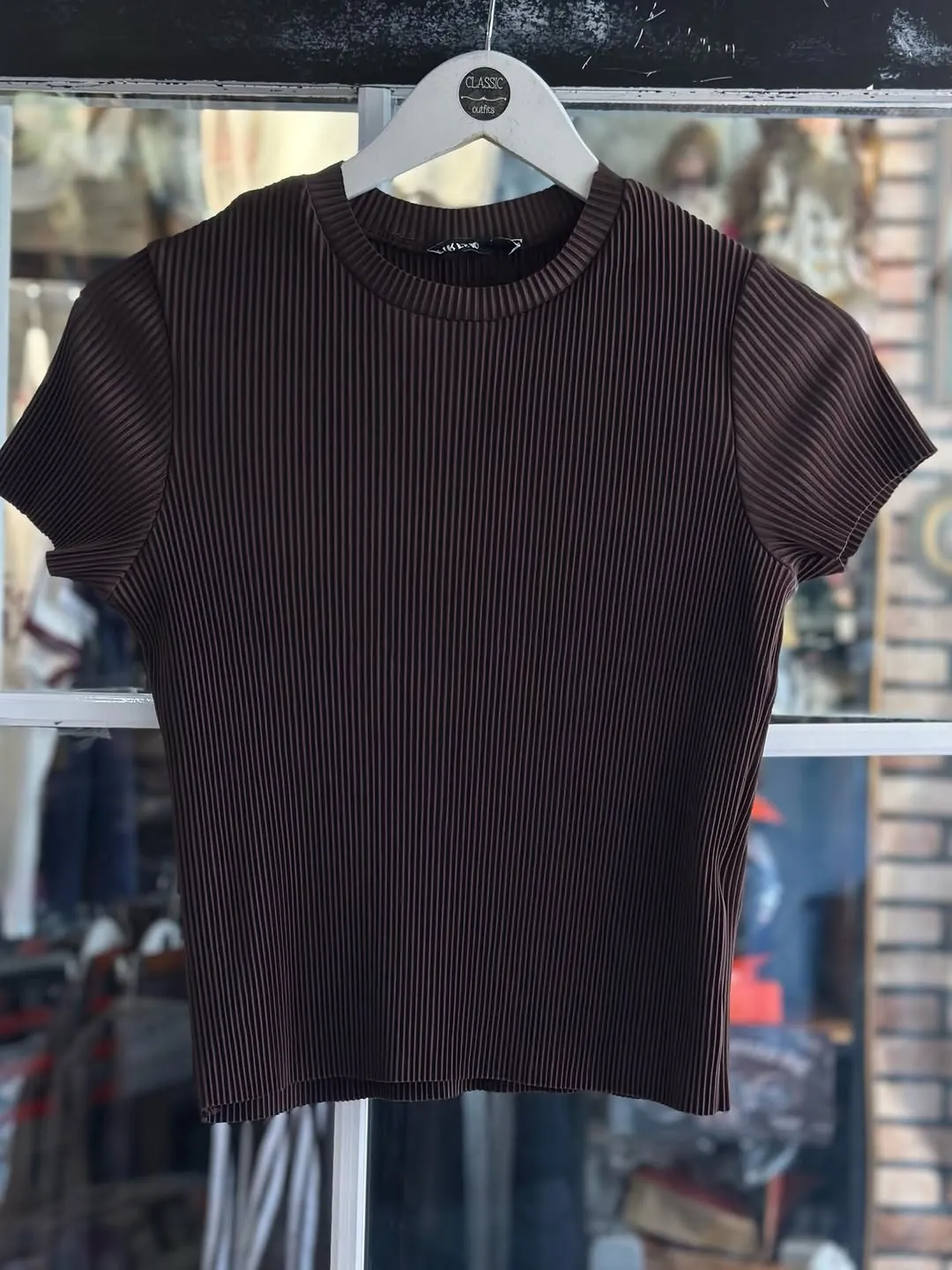 Black Pleated Short Sleeve Top
