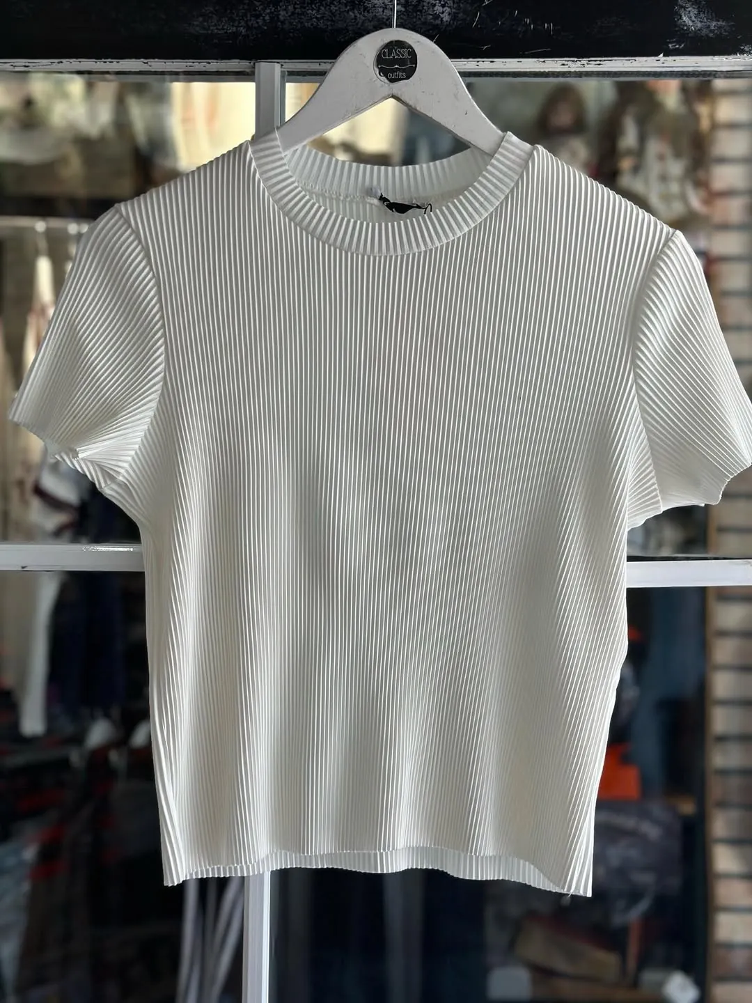 Black Pleated Short Sleeve Top