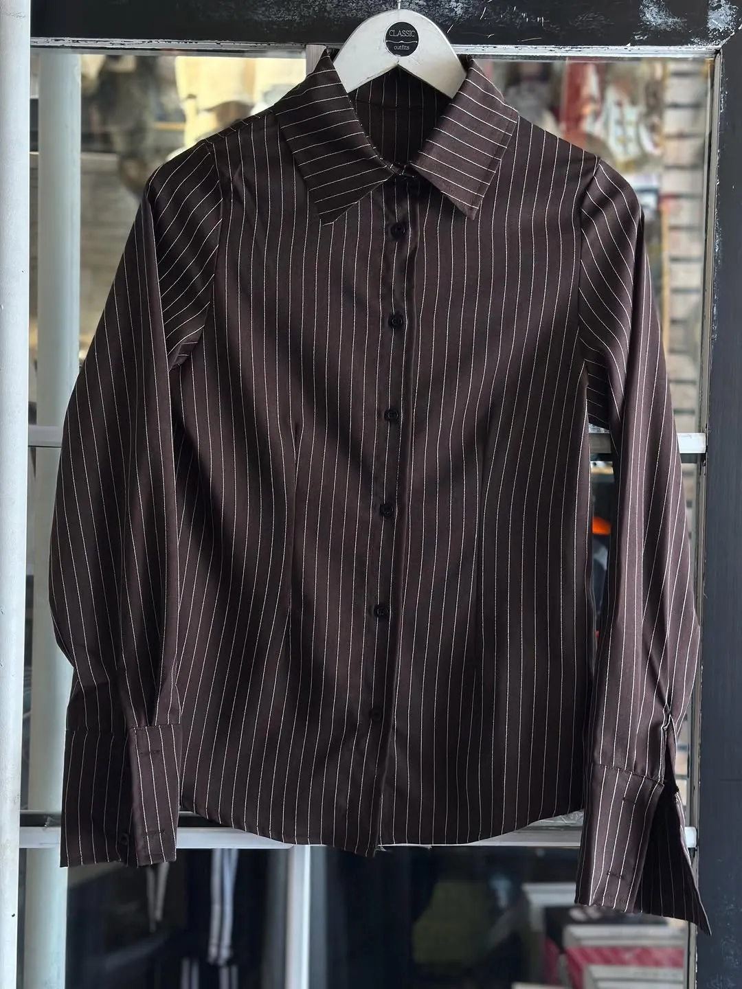 Brown Striped Long Sleeve Shirt