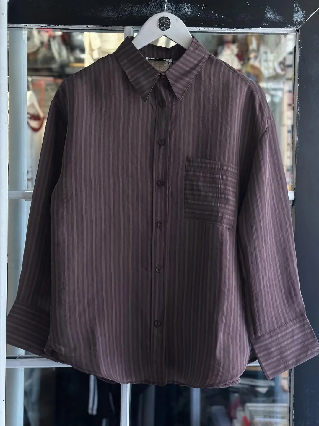 Navy Blue Striped Long Sleeve Shirt
