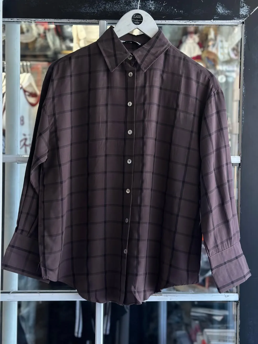 Brown Plaid Long Sleeve Shirt