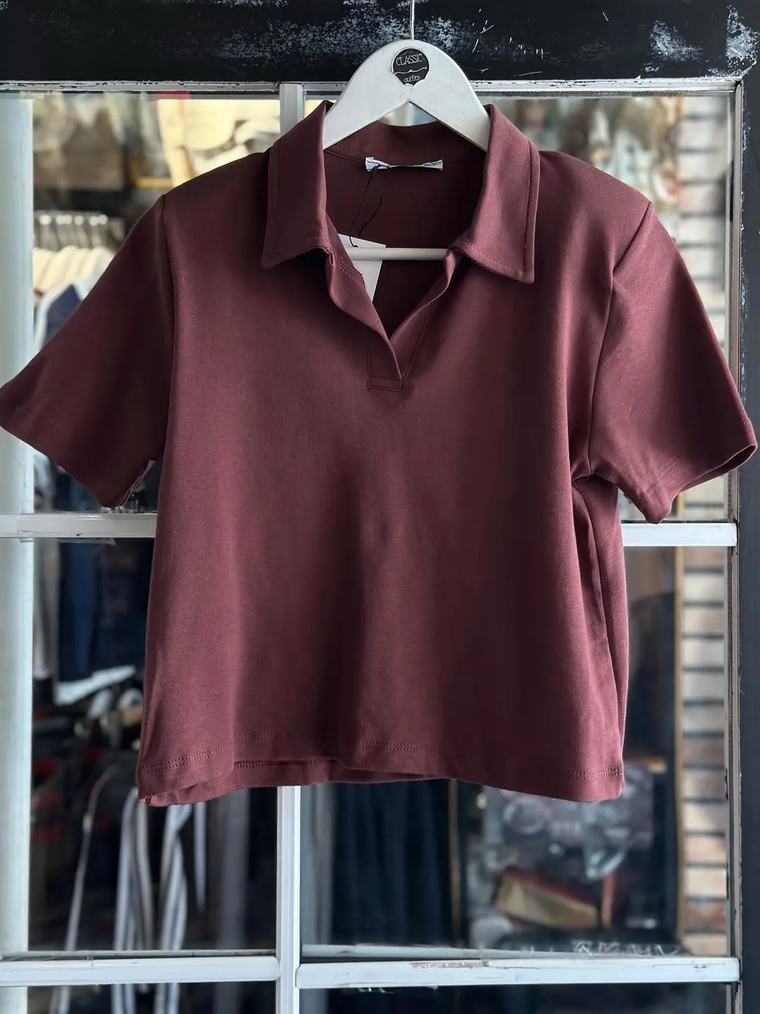 New Dark Navy Short-Sleeve Collared Shirt
