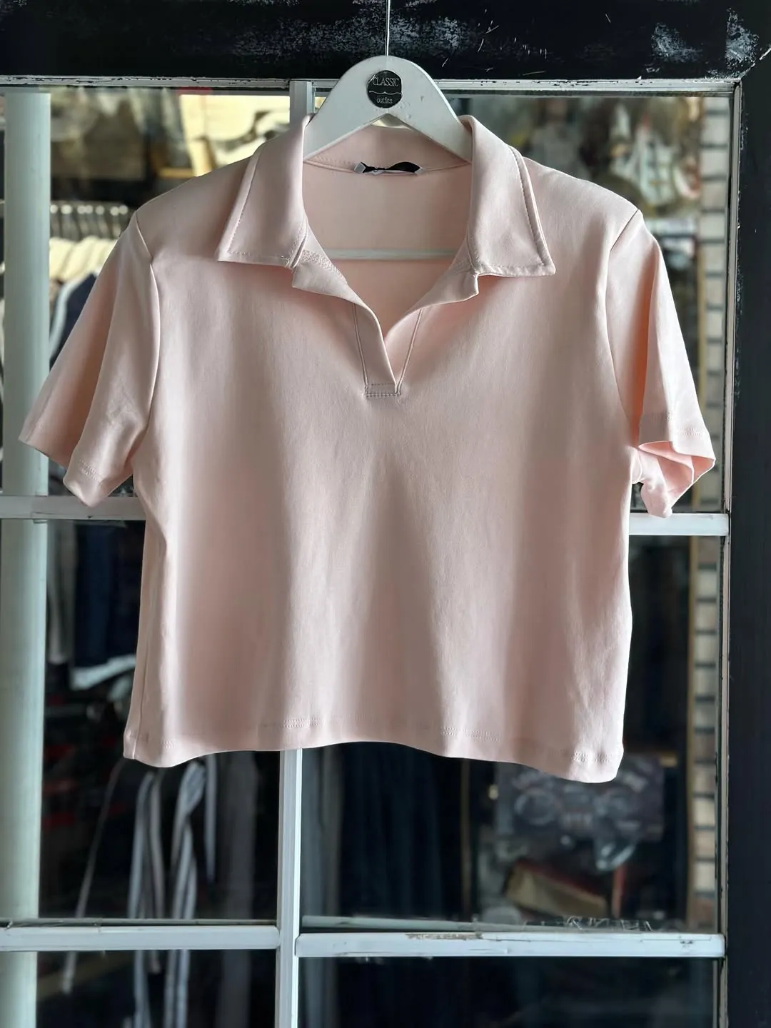 New Dark Navy Short-Sleeve Collared Shirt
