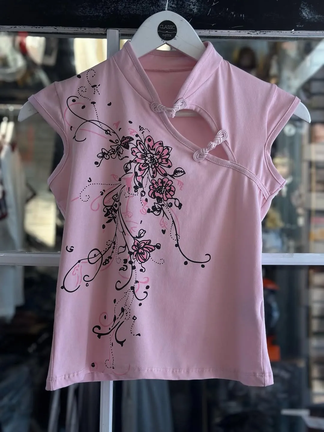 Pink Floral Sleeveless Top