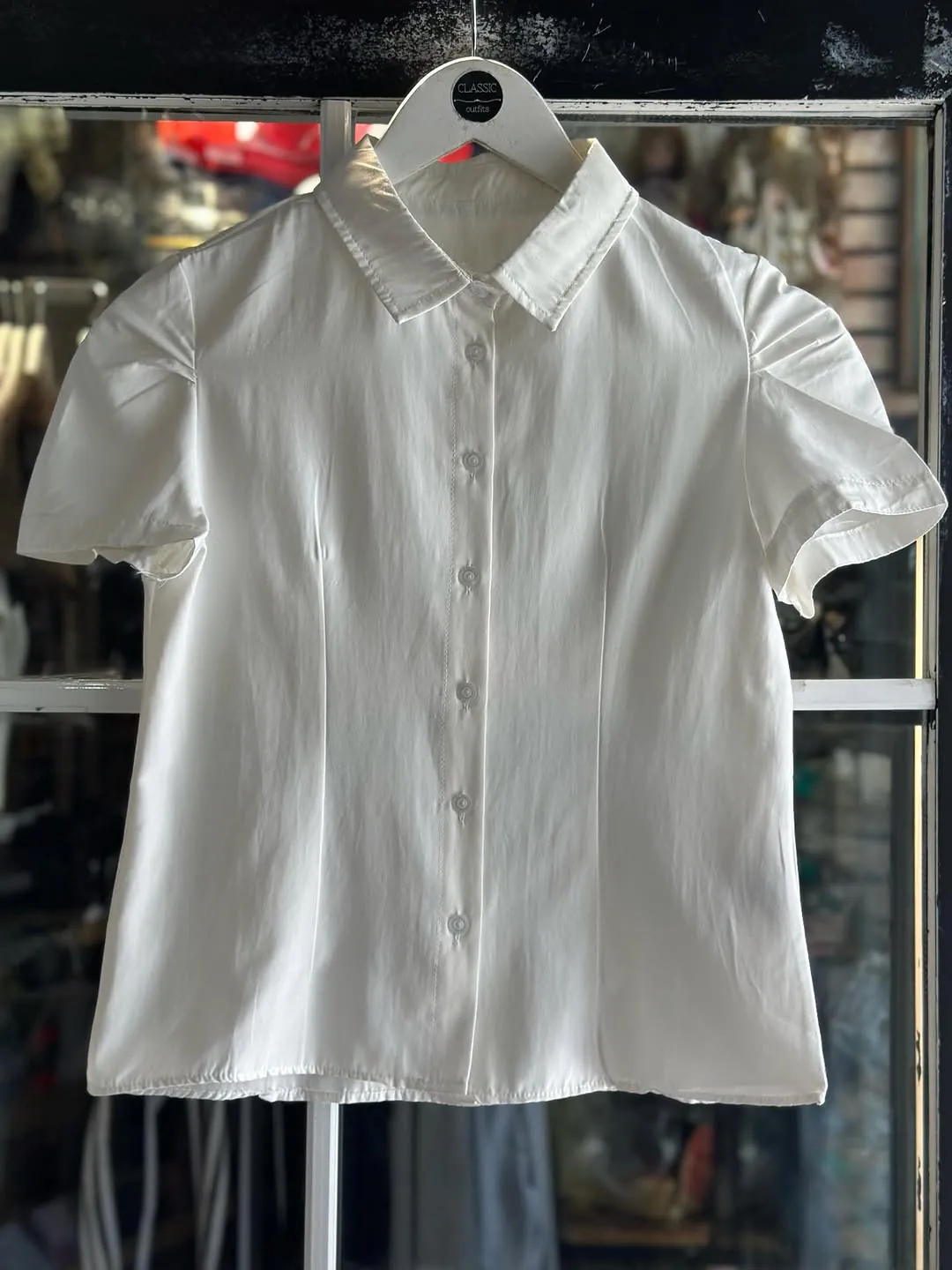 White Short-Sleeve Collared Shirt