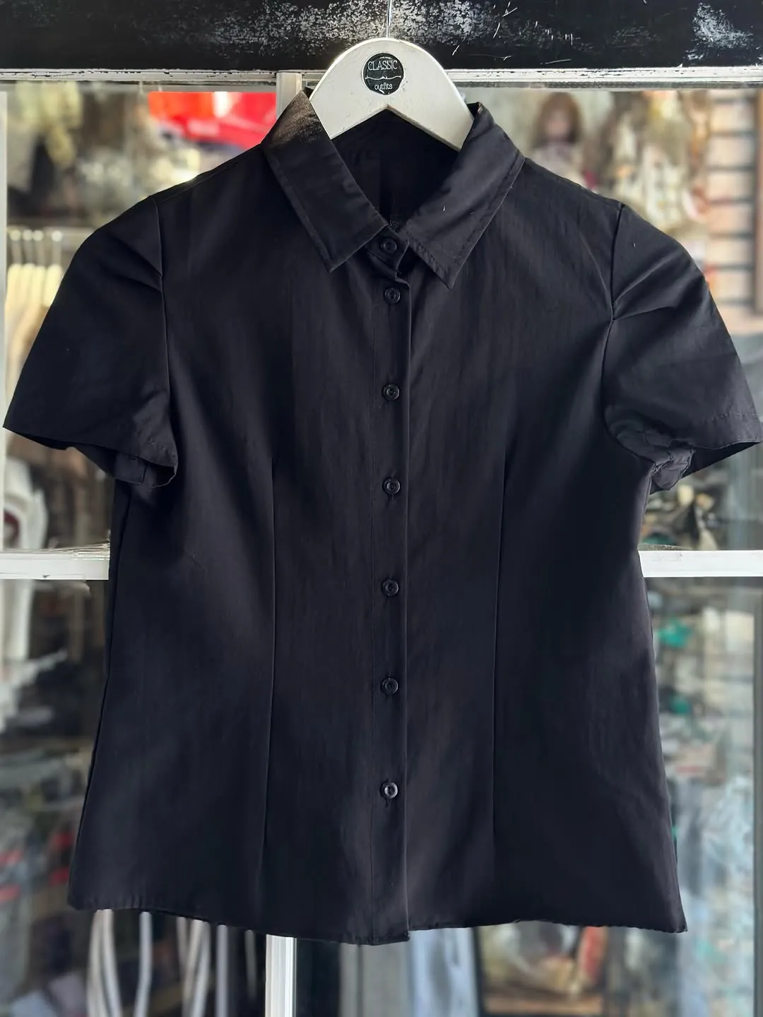 White Short-Sleeve Collared Shirt