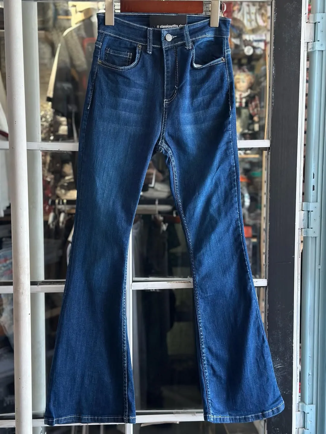 New Flared Denim Jeans with Butterfly Embroidery