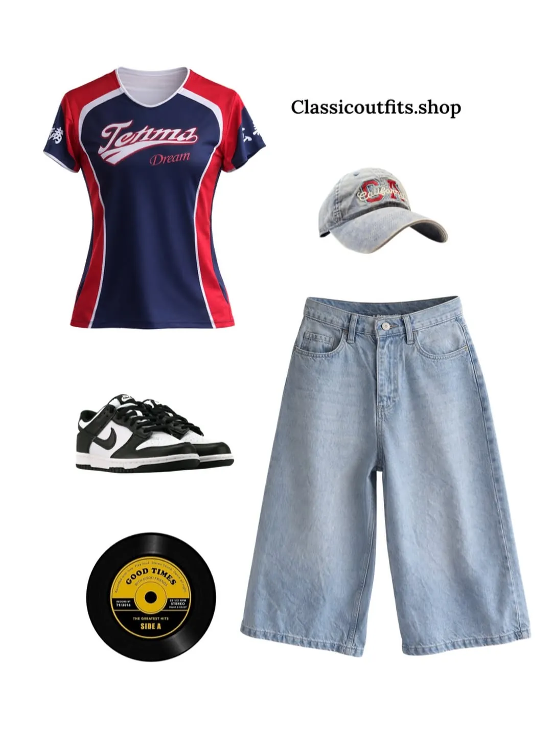 Casual Sporty Denim Outfit Set