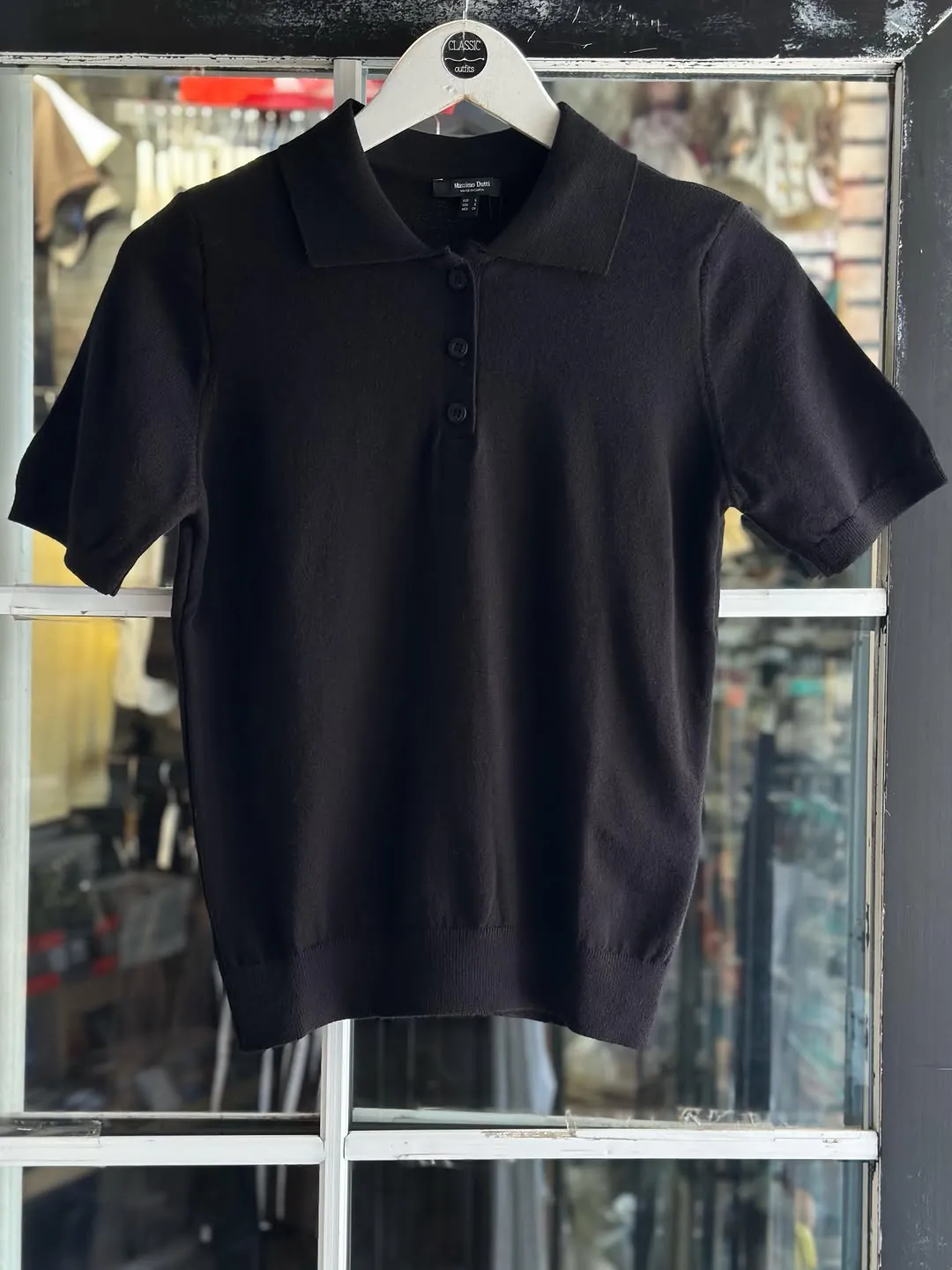 Massimo Dutti Navy Blue Knit Polo Shirt