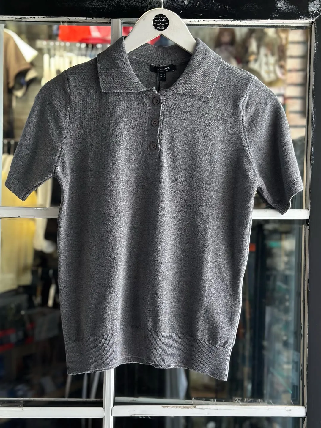 Massimo Dutti Navy Blue Knit Polo Shirt