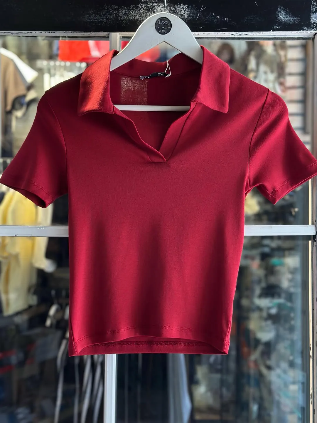 Brown Short Sleeve Polo Top