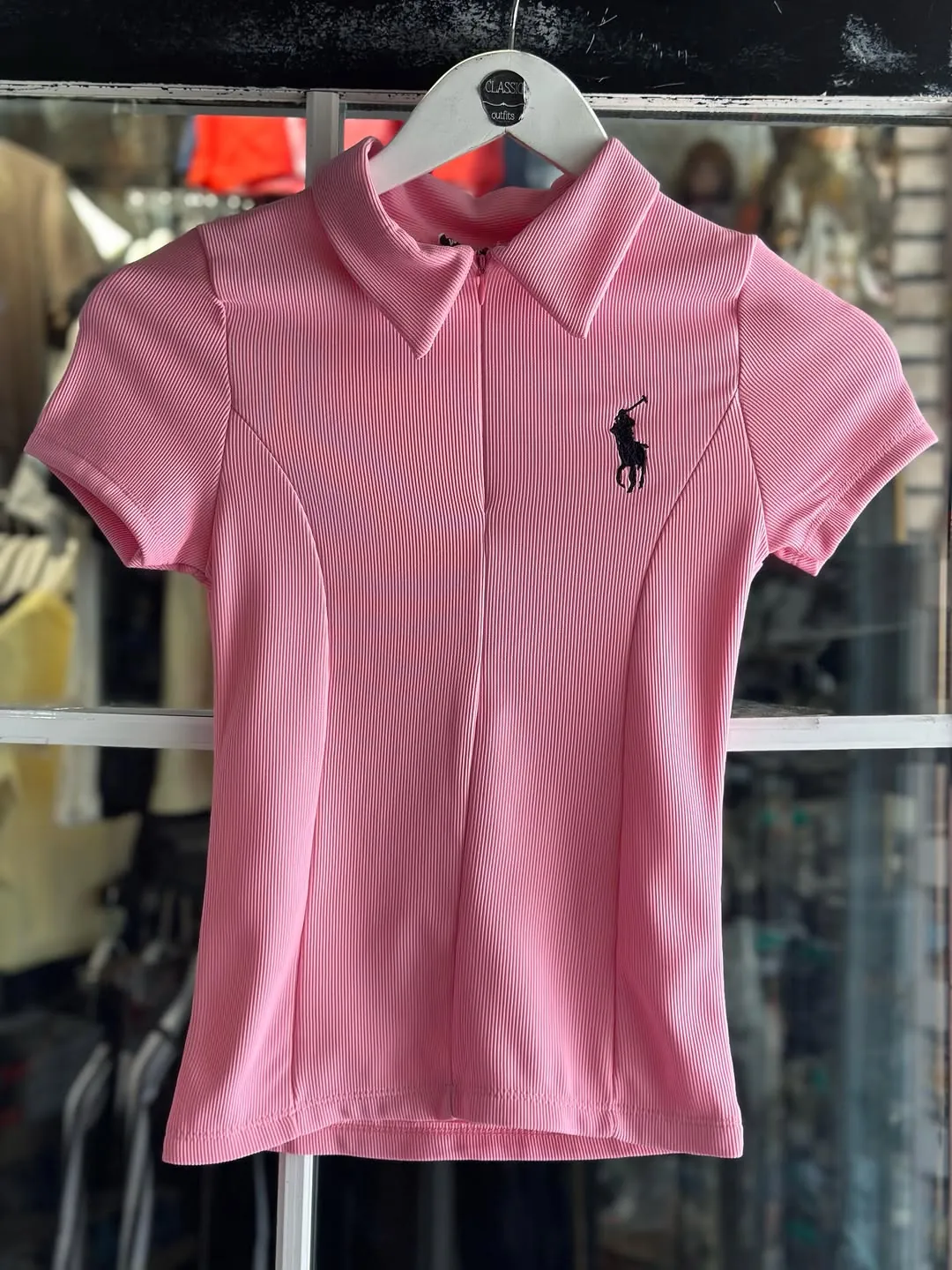 Brown Ribbed Polo Shirt