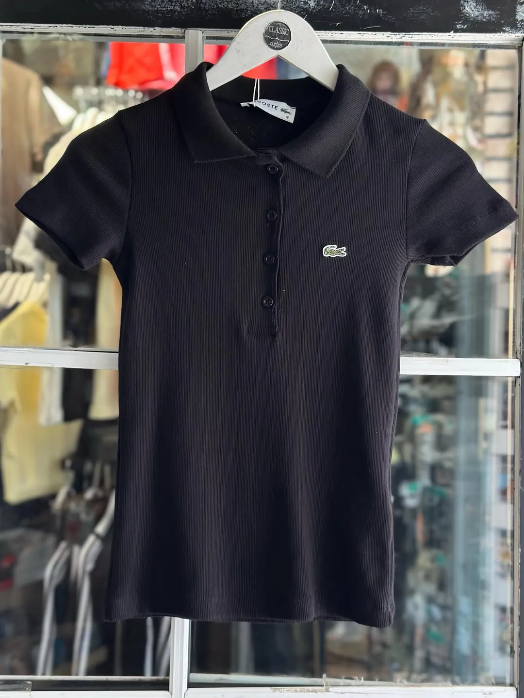 Lacoste Black Ribbed Polo Shirt