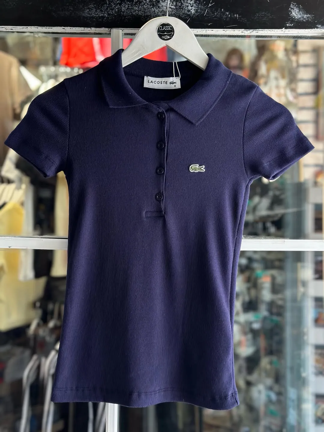 Lacoste Black Ribbed Polo Shirt