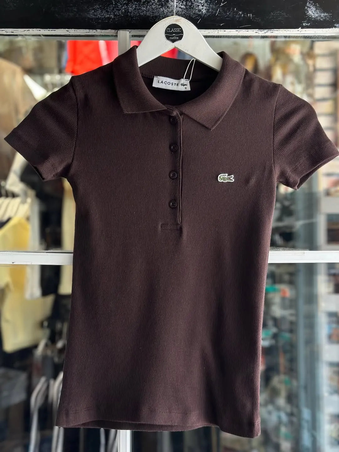 Lacoste Black Ribbed Polo Shirt