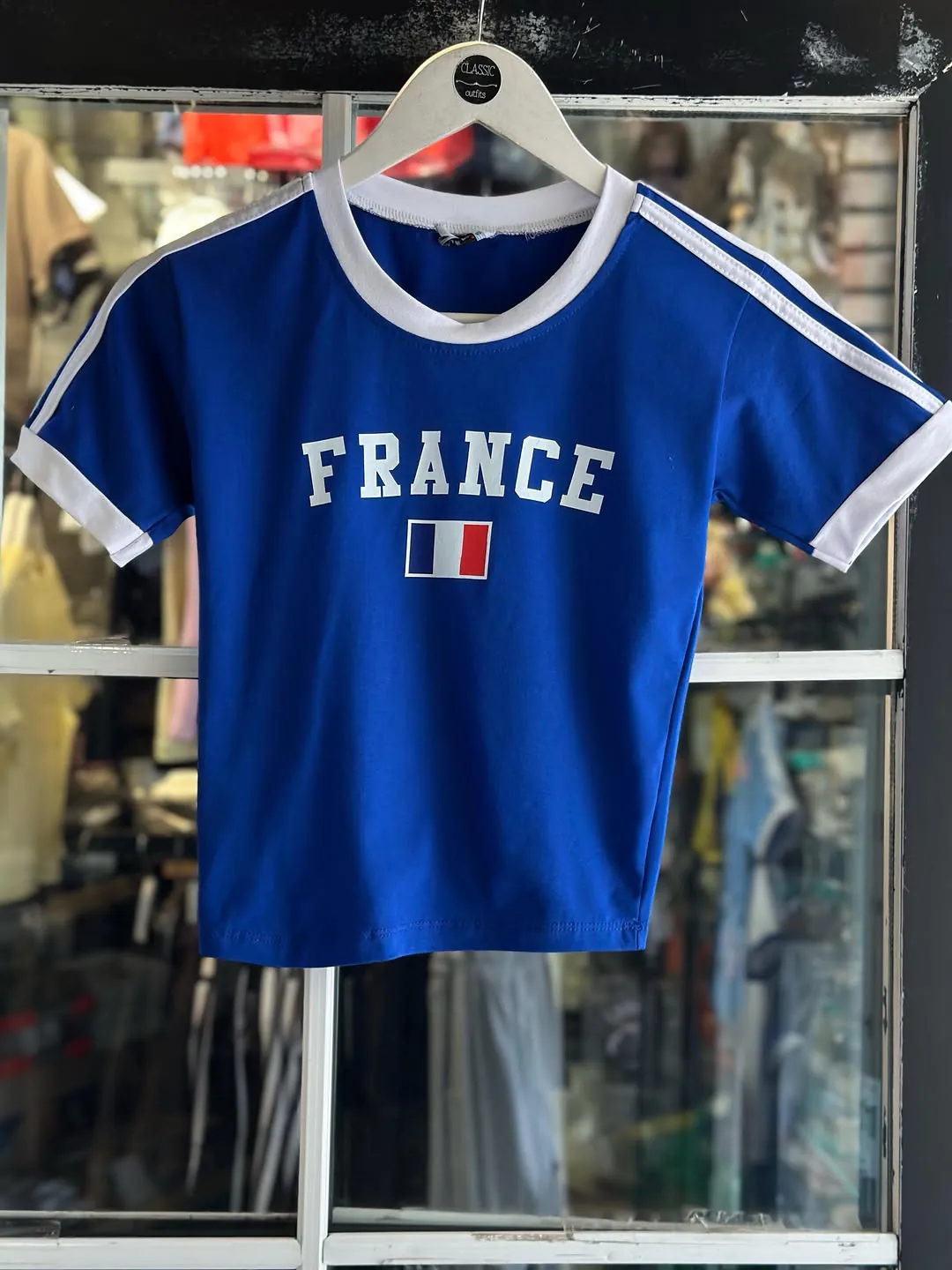 France Print Crop Top T-Shirt