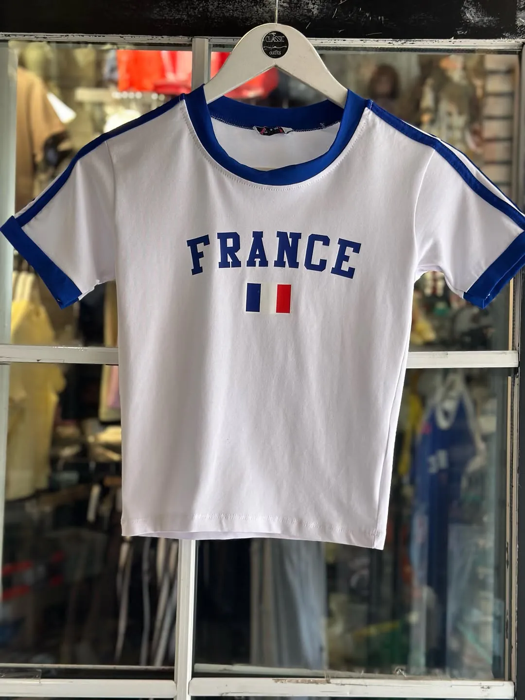 France Print Crop Top T-Shirt