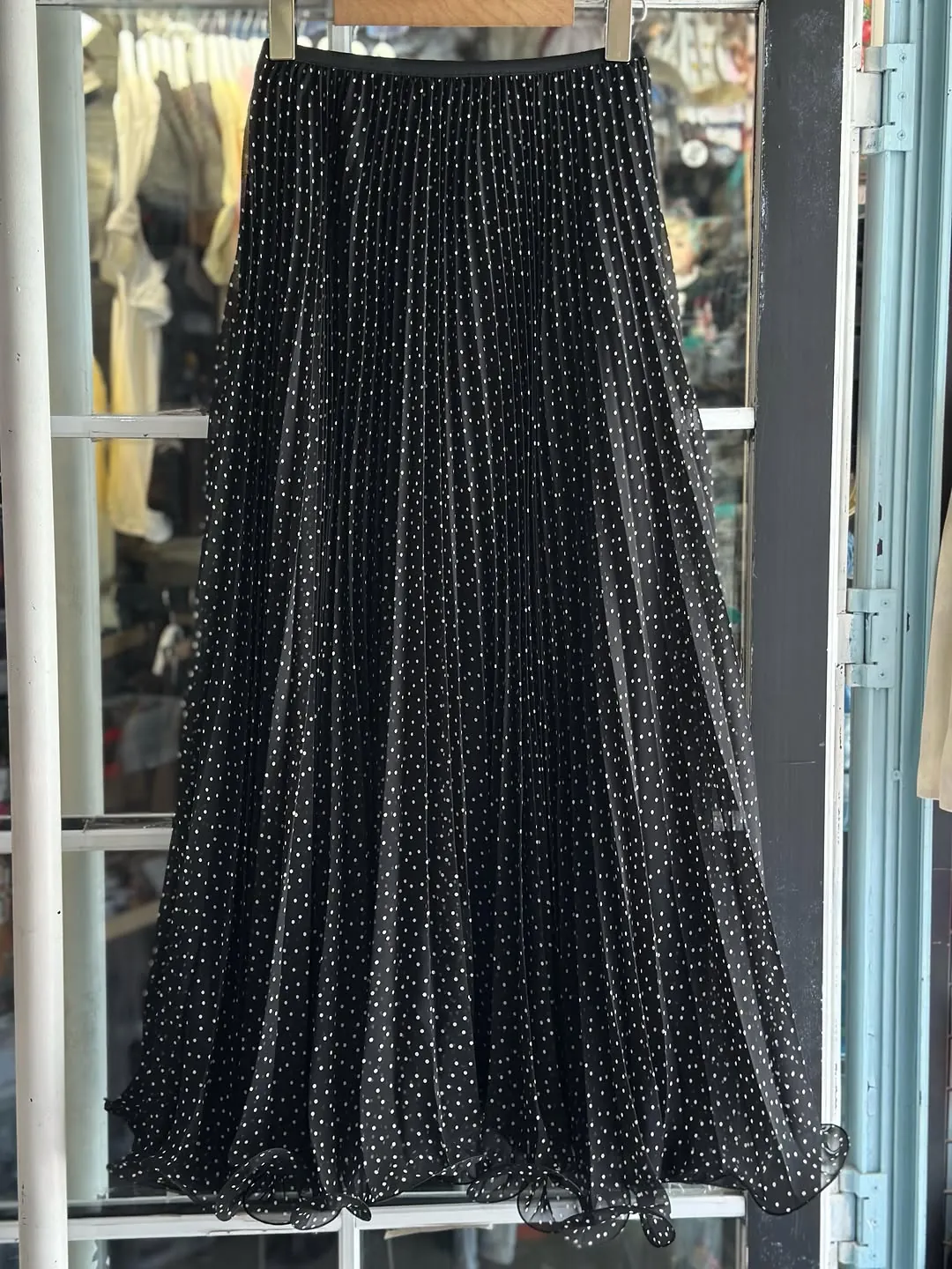 Brown Polka Dot Pleated Skirt
