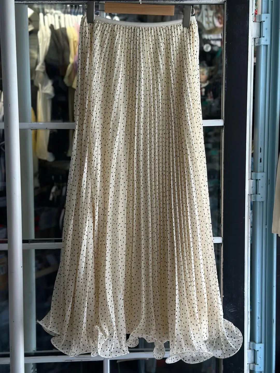 Brown Polka Dot Pleated Skirt