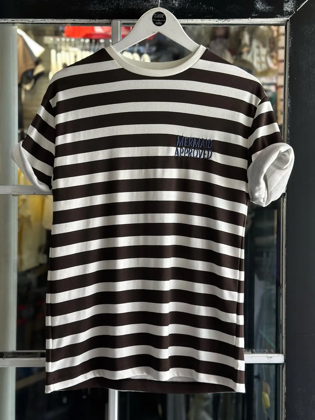Striped T-Shirt with "Mermaid Approved" Text
