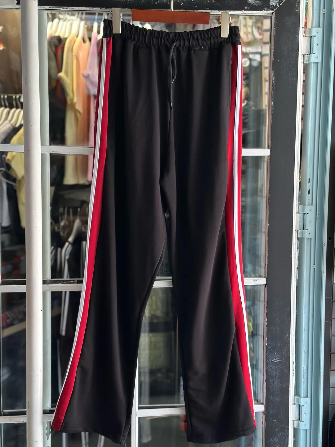 Grey Sweatpants with Red and White Stripes